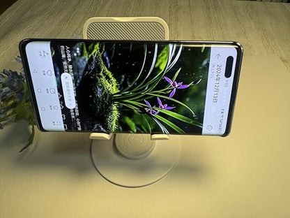 Cell Phone Stand, 360 Rotating Phone Stand, Fully Adjustable and Foldable Desktop Phone Stand. The Base of The Stand is Suitable for All Types of Mobile Phones. (White)