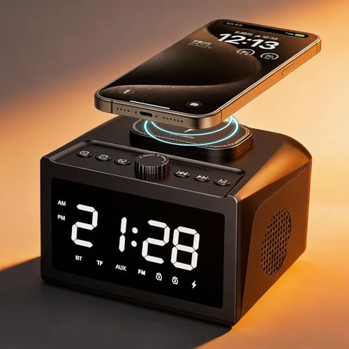 Multifunctional Wireless Charger, Wireless Charging Station with Time and Alarm Clock, Charging Dock with Bluetooth Speaker, 15W Wireless Fast Charging, All-in-One Charging Base,S31 Black. - color: Multifunctional Alarm Clock S31 Black