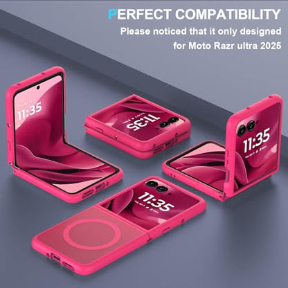 Case for Motorola Razr Ultra 2025/Razr Ultra 2026 Magnetic Cover Phone Case,Slim-Fit Hard PC Bumper Shockproof Silicone Protective Cases,Hot Pink - color: Magnetic Hot Pink-Motorola Razr Ultra 2025/2026