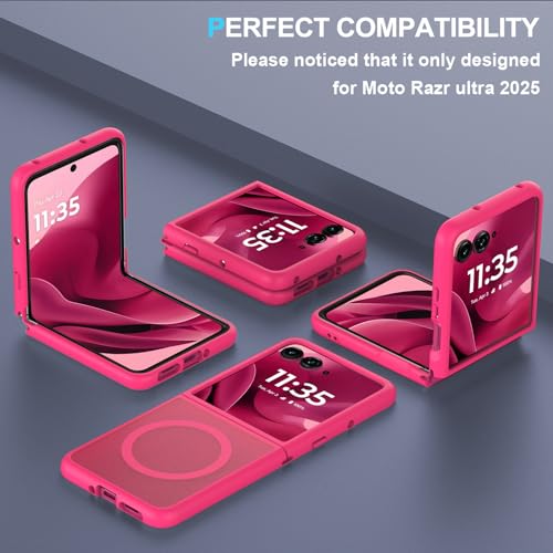 Case for Motorola Razr Ultra 2025/Razr Ultra 2026 Magnetic Cover Phone Case,Slim-Fit Hard PC Bumper Shockproof Silicone Protective Cases,Pink - color: Magnetic Pink-Motorola Razr Ultra 2025/2026