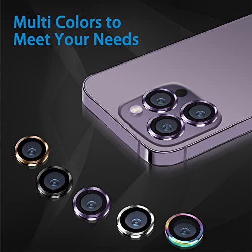 Compatible with iPhone 14 Pro / 14 Pro Max Camera Lens Protector, Anti-Scratch Lens Cover 9H Tempered Glass Metal Camera Screen Protector Shockproof Camera Ring - 3 Pcs Silver - color: Silver