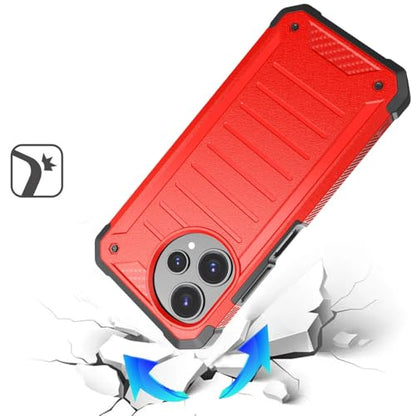 TJS for Cricket Icon Plus 2026 Phone Case, AT&T Verge 2 5G Case (Red) | with Tempered Glass Screen Protector, Premium Tough Lined Design Hybrid Shockproof Heavy Duty Phone Case Cover - color: Red