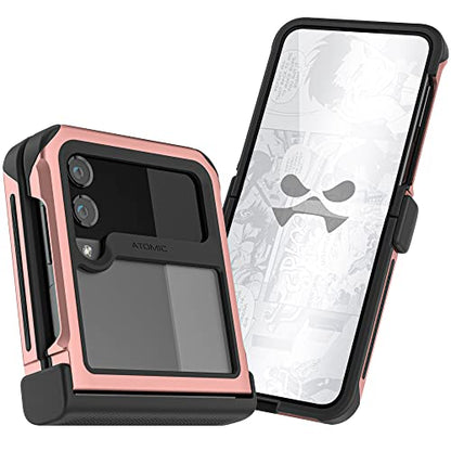 Ghostek Atomic Slim Galaxy Z Flip 4 Case - Clear Back with Pink Aluminum Metal Bumper, Shockproof & Dual-Layer Protective Phone Case, Phone Cover Designed for 2022 Samsung Z Flip 4 5G (6.7") (Pink) - color: Pink, size: Galaxy Z Flip 4