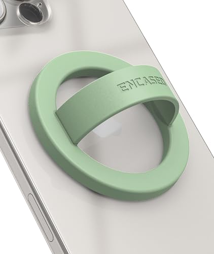 Encased Magnetic Phone Grip Holder Thin Silicone Finger Loop Ring Compatible with iPhone (Sage) - color: Sage