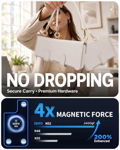 for iPhone 16 Pro Max 2-in-1 Magnetic Crossbody Wallet Case + Wrist Strap | Wireless Charging After Wallet Removal, Detachable Crossbody/Wrist Straps, Landscape Stand, Card Holder and Zipper Pocket - color: Cream apricot, size: iPhone 16 Pro Max