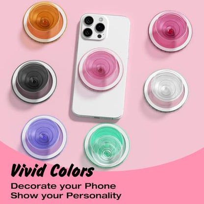 Svanove Magnetic Phone Grip Compatible with Magsafe, Mag Safe Translucent Clear Grip Collapsible Kickstand for iPhone Samsung Pixel, Cute Transparent Silicone Removable Phone Stand Holder, Clear Pink - color: Clear Pink, style: Magnetic