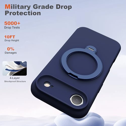 Case for iPhone Air with 360°Spin Stand,6.5" Dark Blue | Magnetic 360°Spin Stand,Compatible with Mag-Safe,Soft Silicone Air Phone Case - color: Dark Blue, size: Iphone Air