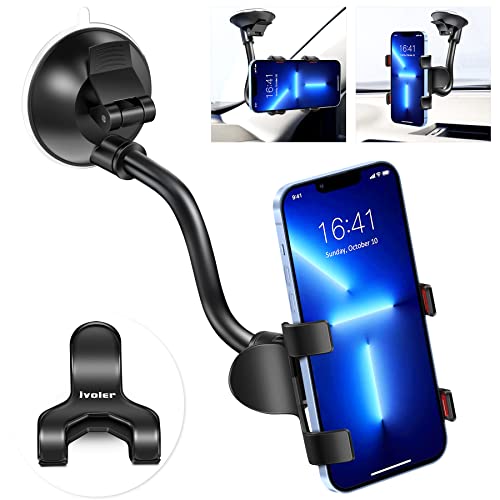ivoler Car Phone Mount Windshield, Long Arm Clamp Universal Windshield