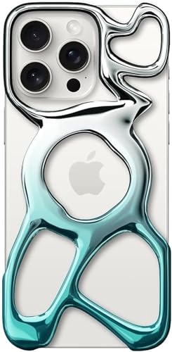 Angry miao Emptiness Phone Case for iPhone 16 Pro, MagSafe Compatible, 22g Lightweight, Heat Dissipating, Ample Protection, Shiny Silver+Blue - color: Shiny Silver+Blue, size: for iPhone 16 Pro, 6.3 Inches