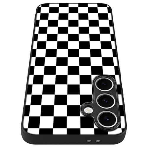 Compatible with Samsung Galaxy S24 Fe Case Checkered Pattern | Anti-Scratch Hard PC Back, Non-Slip Soft TPU Sides, Shockproof Protection Cover - color: Checkered
