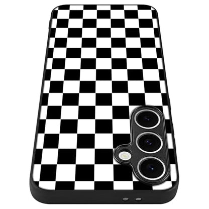 Compatible with Samsung Galaxy S24 Fe Case Checkered Pattern | Anti-Scratch Hard PC Back, Non-Slip Soft TPU Sides, Shockproof Protection Cover - color: Checkered
