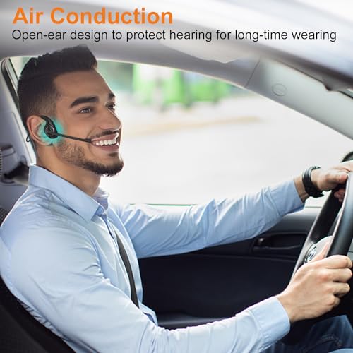 Golvery Open Ear Headphones with Mic, Bluetooth V5.3 Headset w/Microphone - color: Black