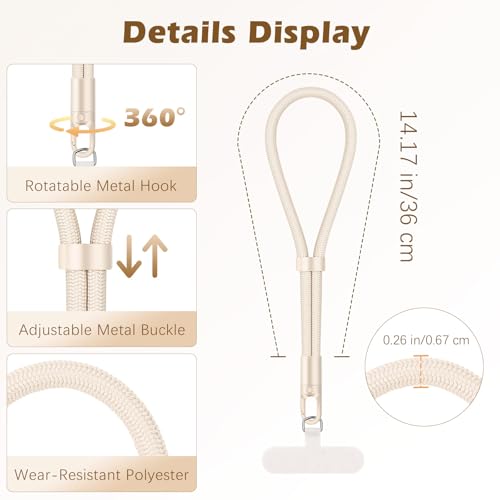 MoKo Phone Wrist Strap Anti-theft, Adjustable Phone Wrist Lanyard - color: Black+camel