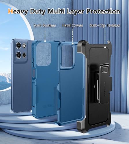 FNTCASE for Moto G 2026/2025 Case, Moto G Play 2026 Case with Belt-Clip | Heavy Duty Drop Protection,Rugged Holster, Military Grade Shockproof Protective Cell Phone Cover - color: Blue