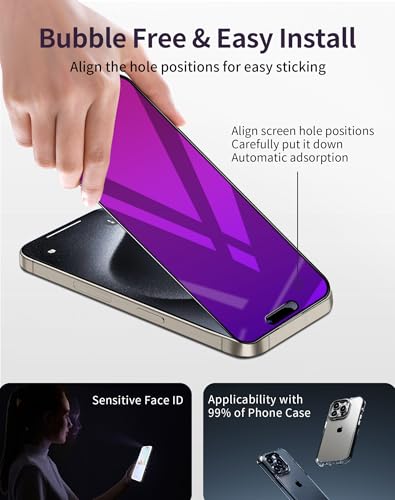 2 Pack for iPhone 14 Pro Max Privacy Screen Protector Tempered Glass for iPhone14ProMax 6.7inch Anti-Spy Private Glass Film Anti-Blue Light No Bubble Anti-Scratch Full Coverage Gradient Purple - color: purple iPhone 14 pro max
