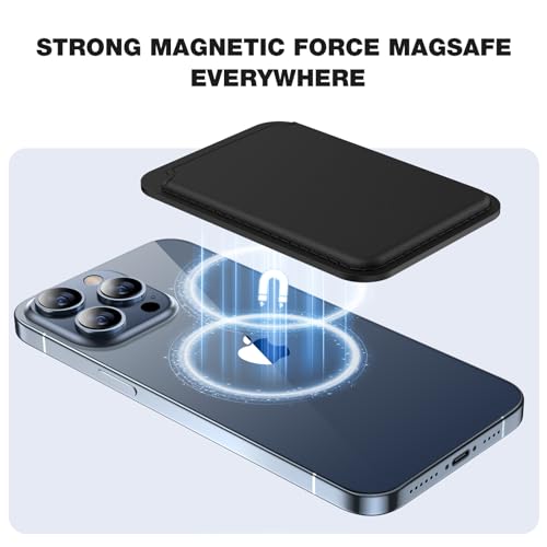 miracase for MagSafe Wallet, Magnetic Card Wallet Holder, Compatible with MagSafe Wallet, 3-Card Holder, for iPhone 15/14/13/12 Series,Black - color: C-Black, style: Basic Wallet