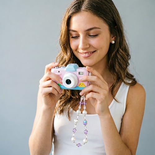 Beaded Phone Charm Lanyard Strap Girly Style Fixed Beads Pearl Lanyards - color: PH-yzhd-2