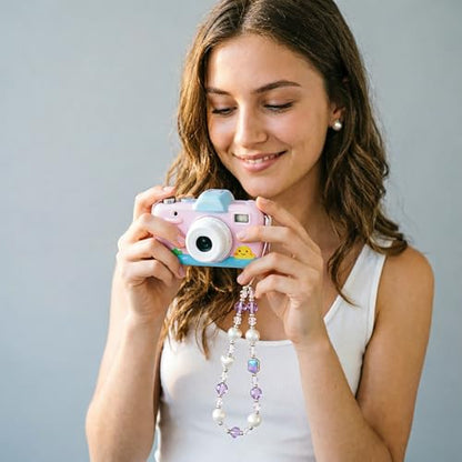 Beaded Phone Charm Lanyard Strap Girly Style Fixed Beads Pearl Lanyards - color: PH-yzhd-2
