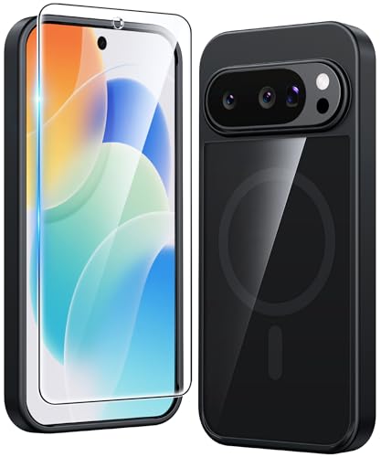FNTCASE for Google Pixel 10-Pro Case: Pixel 10 Cases Google 9/9 Pro Cover | Screen Protector, Compatible with Magsafe, Anti Yellowing, Military Grade Drop Protection Cover, Transparent Phonecase - color: B-Black, size: for Google Pixel 10/10 Pro (6.3 inch