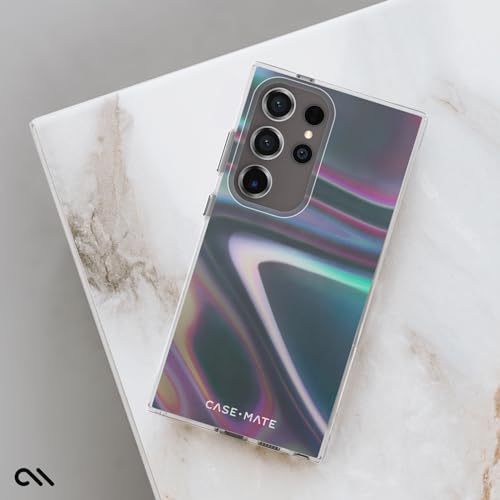 Case-Mate Soap Bubble Samsung Galaxy S24 Ultra 5G Case [6.8"] [12ft Drop Protection] [Wireless Charging] Phone Case for Samsung Galaxy S24 Ultra 5G - Iridescent Swirl Effect, Shockproof - Iridescent - color: Iridescent