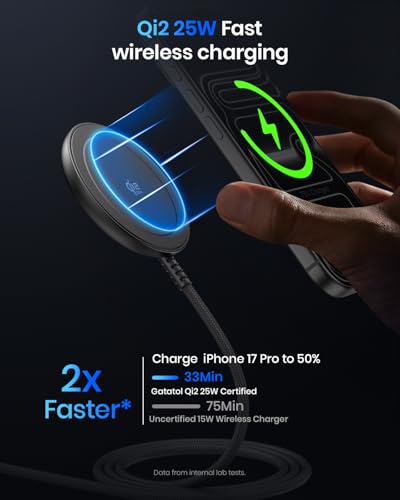 Magnetic Wireless Charger, 10FT Qi2 25W Fast Charging Pad for MagSafe - color: Black, size: XL (10FT)