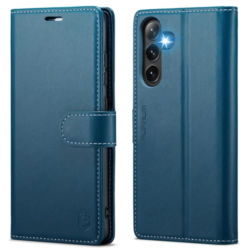 FLIPALM Wallet Case for Samsung Galaxy S25 Plus/S25+, Blue | Card Holder, RFID Blocking, PU Leather Folio Flip, Kickstand, Protective Shockproof Cover - color: Blue