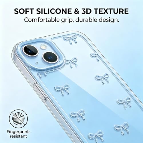 Compatible with iPhone 13 Printed Blue Ribbon Bow Clear Phone Case, Shockproof TPU Protective for iPhone Cases Phone Cover - color: A2-Blue, size: iPhone 13