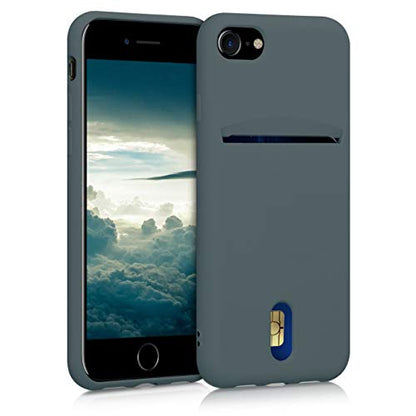 kwmobile Case Compatible with Apple iPhone SE (2022) / iPhone SE (2020) / iPhone 8 / iPhone 7 - Soft TPU Phone Cover with Card Holder and Silicone Finish - Olive Green - color: olive green