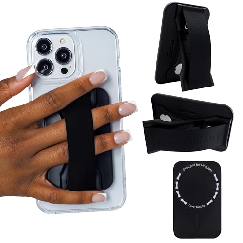 LOVEHANDLE PRO for MagSafe Phone Grip + Kickstand - Black Silicone