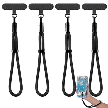 4 Pack Phone Wrist Strap, Adjustable Cell Phone Lanyard Strap, Wrist Lanyard with 360° Rotating Hook and Tether Tabs - color: 4 Black