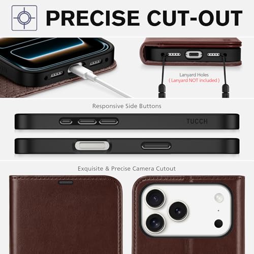 TUCCH Wallet Case for iPhone 17 Pro Max (6.9"), Flip Stand, Chocolate Brown | RFID Blocking, 4 Card Holders, Kickstand, PU Leather, Shockproof TPU Shell, Magnetic Closure, Protective Folio Cover - color: Chocolate Brown