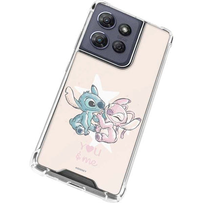 Skinit Clear Phone Case Compatible with Moto G Power 5G (2025) - Officially Licensed Disney Lilo and Stitch Stitch and Angel Design - color: Pink - STCHDS02