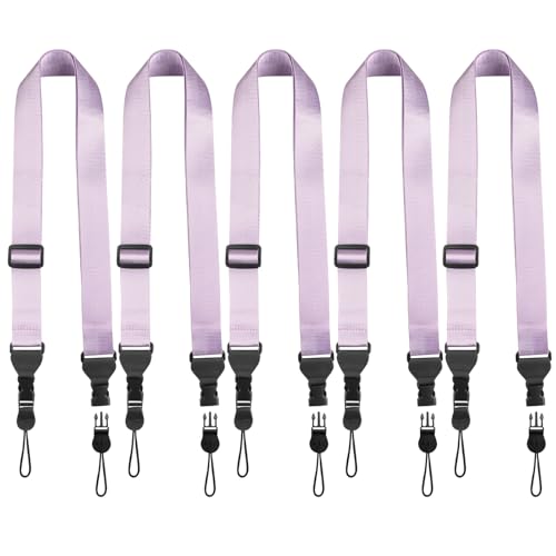 FIEIL 5 Pack Nylon iPad Strap, Adjustable Camera Neck Strap, Comfortable Shoulder Strap for iPad, Cellphone Tablet, Camera, Laptop, Binocular, Luggage Bag(Purple Universal Neck Lanyard) - size: 5 Pack Purple