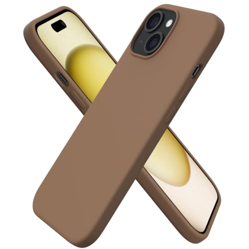 ORNARTO Compatible with iPhone 15 Case 6.1, Slim Liquid Silicone 3 Layers Full Covered Soft Gel Rubber Phone Case, Anti-Scratch Shockproof Protective Cover 6.1 Inch, Brown - color: Brown