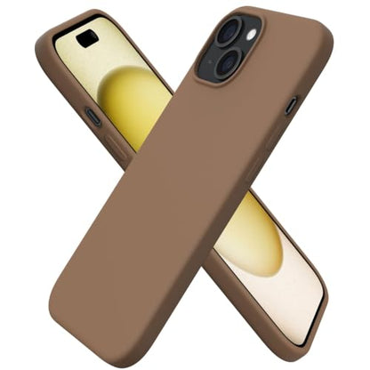 ORNARTO Compatible with iPhone 15 Case 6.1, Slim Liquid Silicone 3 Layers Full Covered Soft Gel Rubber Phone Case, Anti-Scratch Shockproof Protective Cover 6.1 Inch, Brown - color: Brown