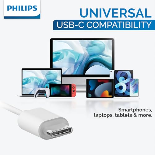 Philips Wired Earbuds USB C with Microphone, in Ear Type C Headphones with mic, Powerful Bass, Lightweight, USB-C Wired Earphones, 3-Button in-line Remote Ear Buds