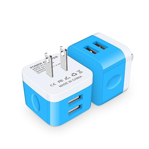 USB Charger Block, Wall Charger Cube for Samsung Galaxy A17 A16 5G A15 A14 A55 A56 A35 A36 Z Flip 7 Z Fold 7 S25 Ultra S24 FE,2Pack Fast Charging Brick for iPhone 17 16 15 14 13 12 11 Pro Max,Pixel 10 - color: Blue