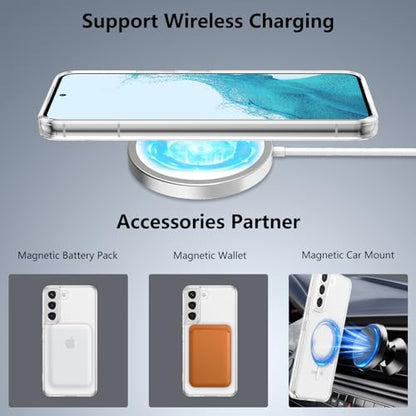 RALEAVO for Samsung Galaxy S22 Case Clear Magnetic Phone Case [Compatible with MagSafe] Slim Transparent Acrylic Hard Back Case Cover Military Drop Protection Case, Clear - color: Magnetic & Clear, size: S22