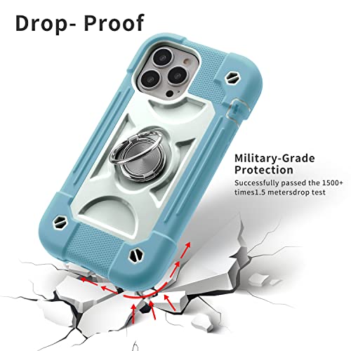 MARKILL Compatible with iPhone 13 Pro Max Case 6.7 Inch with Ring Stand, Heavy-Duty Military Grade Shockproof Phone Kids Cover for iPhone 13 Pro Max - color: Ice Blue, size: iPhone 13 Pro Max 6.7"