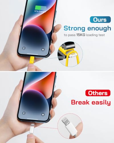 CXX 20W Fast Charger for iPhone 14/13/12 [3-Pack, MFi Certified] - color: Yellow, size: 6FT