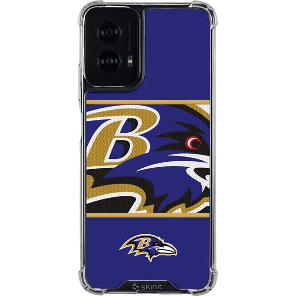 Skinit Clear Phone Case Compatible with Moto G Power 5G (2024) - Officially Licensed NFL Baltimore Ravens Zone Block Design