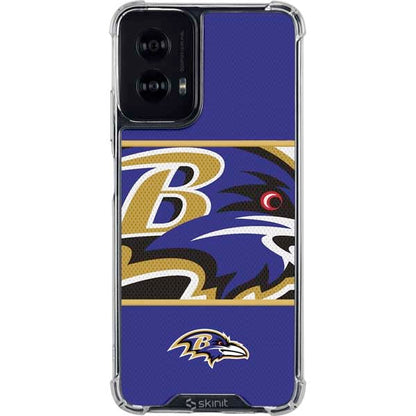 Skinit Clear Phone Case Compatible with Moto G Power 5G (2024) - Officially Licensed NFL Baltimore Ravens Zone Block Design