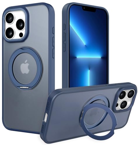 IYH 360° Rotatable Magnetic Case for iPhone 13 Pro, Military-Grade Shockproof Phone Cover with Matte Translucent Back(Blue) - color: Blue, size: For iPhone 13 Pro