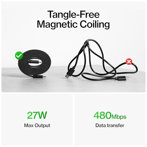 Statik MagStack Slim USB A to C Flat Coil Magnetic Charging Cable, 27W - size: 3.3FT, style: USB-A to USB-C