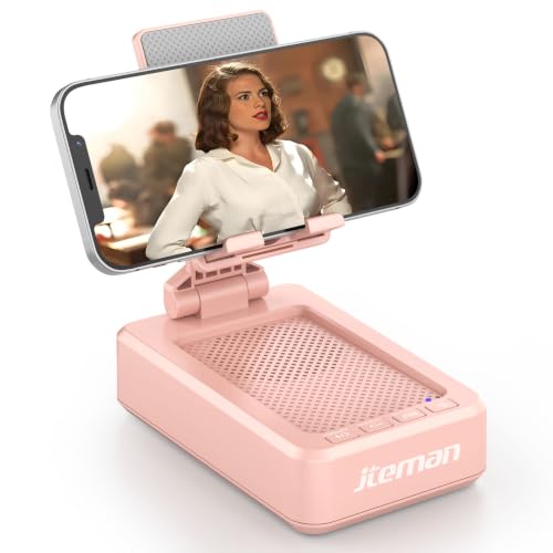 JTEMAN Bluetooth Speaker with Cell Phone Stand,Gifts for Men Tech Gadgets - color: Pink
