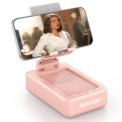 JTEMAN Bluetooth Speaker with Cell Phone Stand,Gifts for Men Tech Gadgets - color: Pink