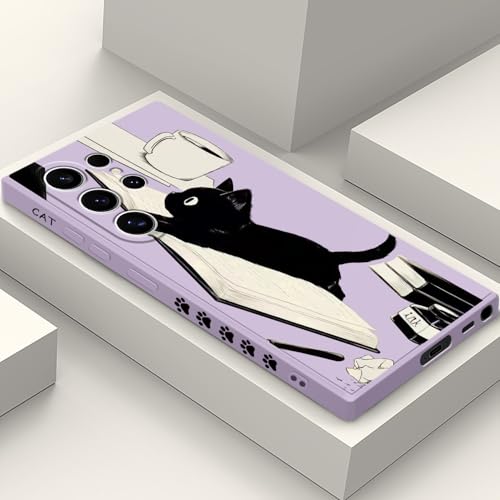 LEECG for Samsung Galaxy S24 Ultra Case, Design Pattern Slim Stylish Drop Proof Protective for Galaxy S24 Ultra Phone Cover 6.8 inch, Cat Purple - color: Cat Purple, size: for Samsung Galaxy S24 Ultra