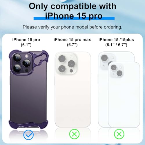 Frameless Phone Case Crafted for iPhone 15 Pro Purple - color: Aluminum Purple, size: iPhone 15 Pro