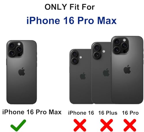 for iPhone 16 Pro Max Phone Case,Military Grade Drop Protection Cell Phone Cover with Belt Clip Holster Stand,Screen Protector x2 Rugged Kickstand for iPhone 16 Pro Max Case 6.9” (Black) - color: Black