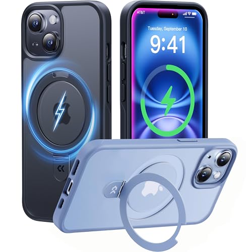 CASEKOO for iPhone 15 Case with Magnetic Invisible Stand [Military Drop Protection] [Compatible with MagSafe] Shockproof Slim Translucent Matte Case 6.1 Inch, Black, for Man/Woman - color: Black, size: for 15 Case 6.1"